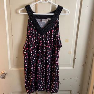 Avenue black tunic with pink/white dots